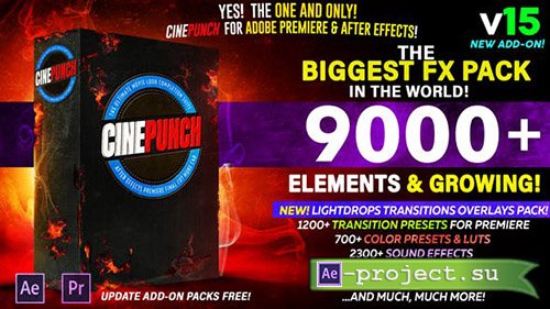 Videohive: CINEPUNCH V.15 - The Biggest FX Pack in the World! - After Effects Add Ons & Project 