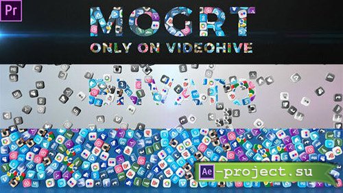 Videohive: Falling Social Icons - Title Reveal (Mogrt) - Premiere Pro Templates 