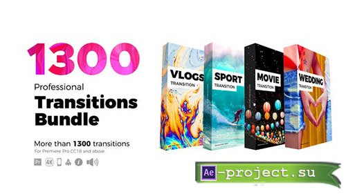 Videohive: Transitions Bundle 4 in 1 - Premiere Pro Templates 