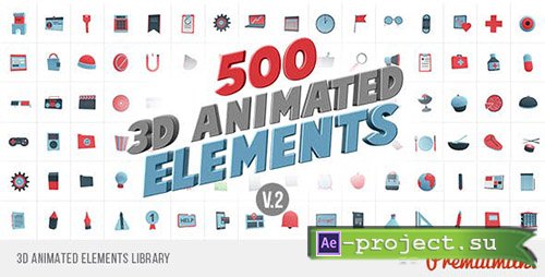 Videohive: 3D Animated Elements Library - Project for After Effects 