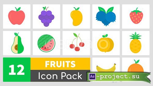 VideoHive: Animated Fruits Icon Pack -  Project for After Effects 
