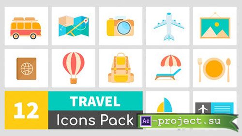 VideoHive: Animated Travel Icons Pack 24176803 - Project for After Effects 