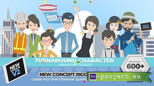 Videohive: Turnaround Character Animation Toolkit v2.0 - Project for After Effects