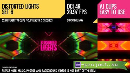 Videohive: VJ Distorted Lights (4K Set 6) - Motion Graphics 