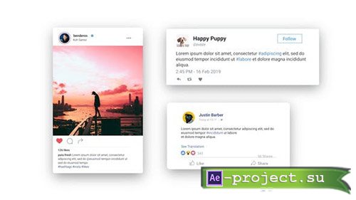 Videohive: Facebook Twitter Instagram - Animated Posts - Project for After Effects 