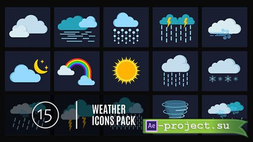Videohive: 15 Weather Icons Pack - Project for After Effects