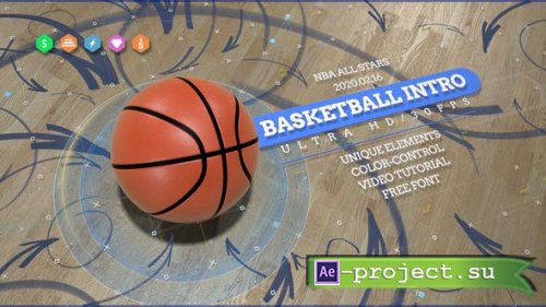Videohive: Basketball 4K Opener/ Action Sport Promo/ Active Game/ Basket Ball Logo/ NBA Intro/ Broadcast Bumper 24891112