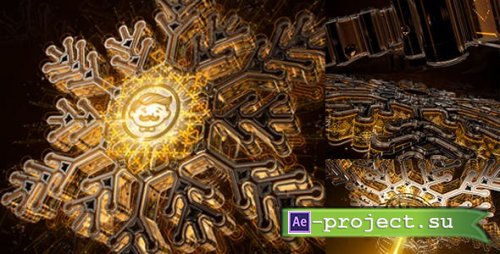 Videohive - Snowflake Opener 3D/ Gold Metal Intro/ Syfy Winter/ High Technology Snow Intro/ HUD Logo/ New Year - 20969334