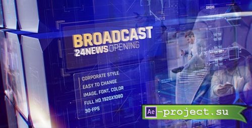 Videohive - Broadcast 24 News Opening Id/ Business and Corporate Meeting/ Glass Cube Intro/ HUD UI Breaking News - 20764207