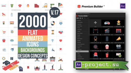 Videohive: Flat Animated Icons Library V17 - 11453830 - Project for After Effects