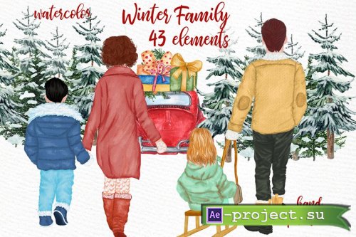 WINTER FAMILY CHRISTMAS CLIPART - 4150842