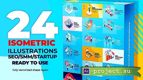 24 Isometric SEO & SMM Illustration Pack 345165 - After Effects Templates