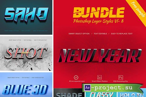 CreativeMarket - 3D Bundle Photoshop Layer Style 4407585