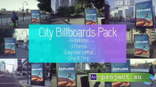 Videohive - Billboards City Mockup Pack - 23726584 - Project for After Effects