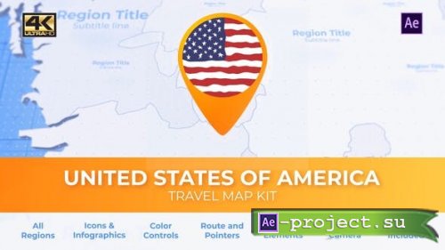 Videohive - Travel Map USA - United States of America - 25922874 - Project for After Effects