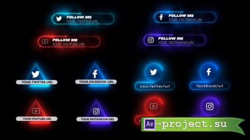 Videohive - Neon Social Media Lower Thirds - 26120929 - Project for After Effects