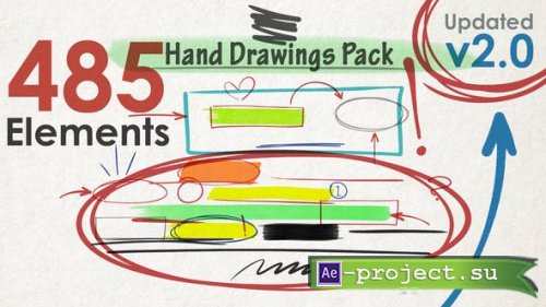 Videohive - Hand Drawings Pack (485 elements) V2.0 - 22738315 - Project for After Effects