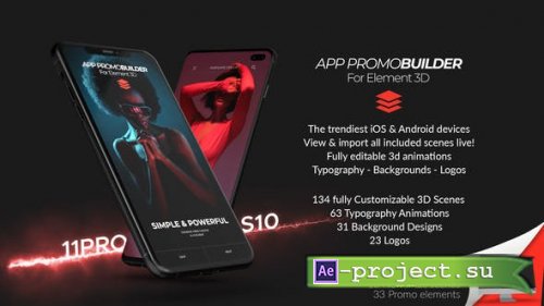 Videohive - App Promo Builder for Element 3D - 24884226 - Project & Script for After Effects