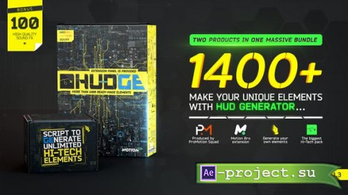 Videohive - HUDGE | Generator of Hi-Tech Elements | 1400+ UI HUD - 26509230 - Project & Script for After Effects 