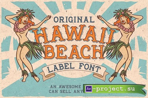 Hawaii Beach. Font & T-shirts - 24658585 - 4101621