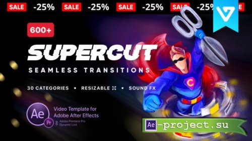 Videohive - Transitions SuperCut V1.1 - 24022583 - Project & Script for After Effects