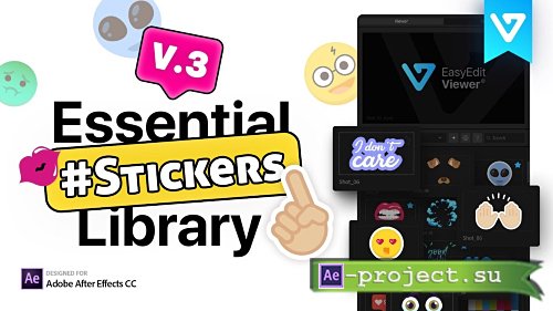 Videohive: Essential Stickers Library V3 21180366 - Project & Script for After Effects