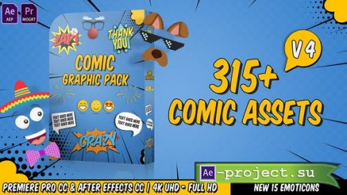 Videohive - Comic Titles - Speech Bubbles - Emoji - Stickers - Flash FX Graphic Pack V4 - 22645319- Premiere Pro - Project for After Effects