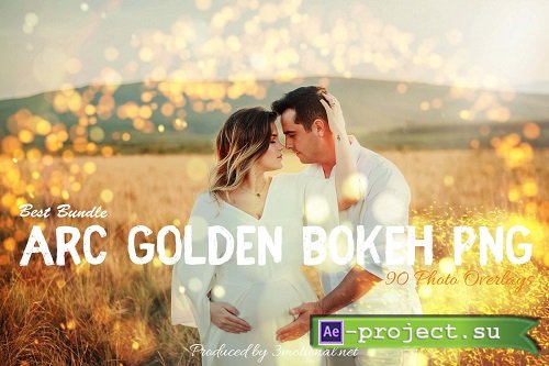 90 ARC Golden Bokeh PNG Effect Photo Overlays - 812936