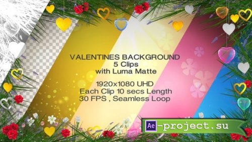 Videohive - Valentines Backgrounds - 5 clips with Luma Matte - 25564471 - Motion Graphic