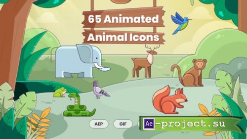 Videohive - 65 Animated Animal Icons - 28478278 - Project for After Effects