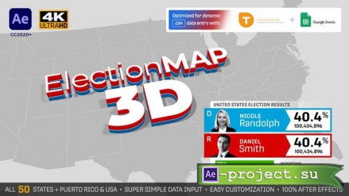Videohive - United States Election Map 3D - 28786534 - Project for After Effects