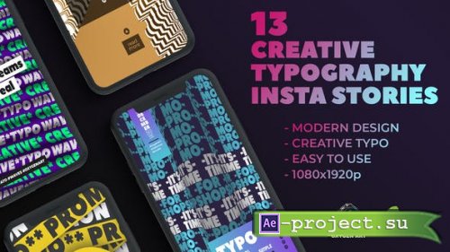Videohive - 13 Creative Typography Instagram Stories - 26435125 - Project for After Effects