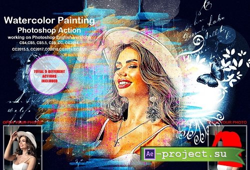 Watercolor Painting Photoshop Action - 5458160