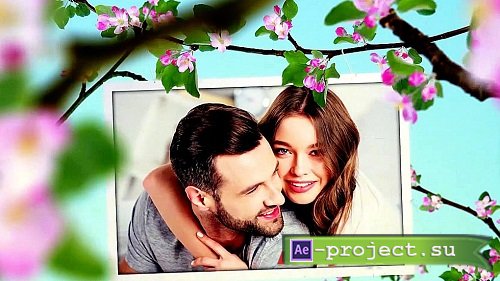 Photo hanging between flower branches - Project for After Effects