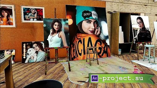 Photos On Canvas In An Artist Studio 854540 - Project for After Effects