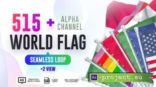 Videohive - Seamless Loop Of World Flags Footages Pack + Alpha -  28040319 - Motion Graphics