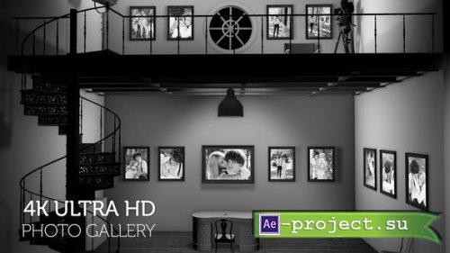 Videohive - Black and White Photo Gallery in an Industrial style Loft at Night - 29724011