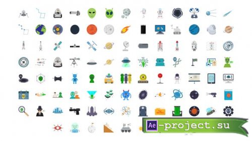 Videohive - 100 Space & Universe Icons - 30006608 - Project for After Effects