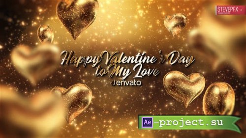 Videohive - Golden Hearts Valentines Greeting - 25573896 - Project for After Effects