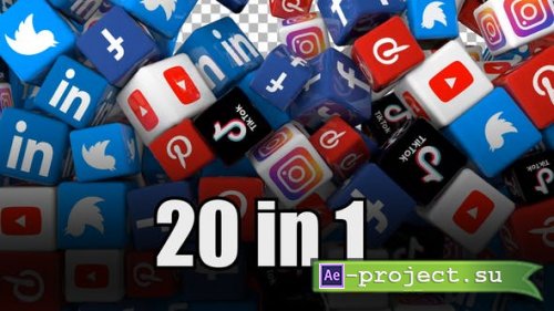 Videohive - Social Media Icons Transition Pack (Pack of 20) - 30973598 - Project for After Effects