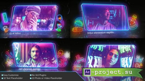 Videohive - Neon Frame In The Rain Photo Slide - 30262952 - Project for After Effects