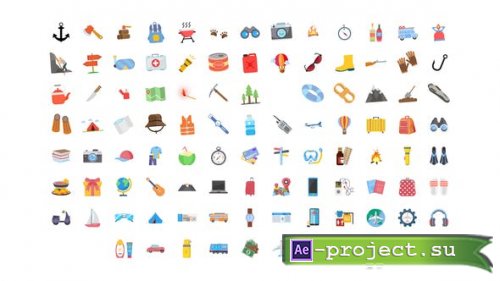 Videohive - 100 Travel & Vacation Icons - 32262002 - Project for After Effects