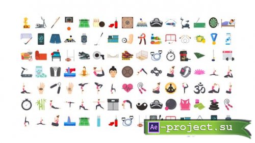 Videohive - 100 Exercise & Fitness Icons - 32265740 - Project for After Effects