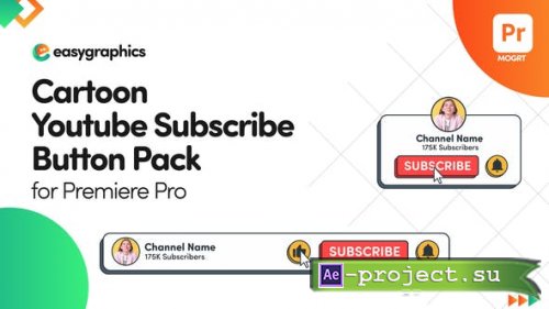 Videohive - Cartoon Youtube Subscribe Button Pack for Premiere Pro - 32580124