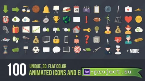 Videohive - 100 Animated 3D Icons for Explainer Video V2 - 7674910 - Project for After Effects