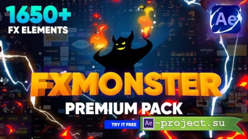 Videohive - FX MONSTER - Premium Pack [1650+ 2D FX Elements] - 32201381 - Project & Script for After Effects (AEViewer)