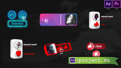 Videohive - Youtube Trendy Subscribe Elements - 33460982 - Project for After Effects & Premiere Pro