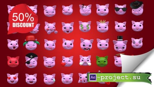 Videohive - Emoji v2 - Pig Animation Kit - 23234022 - Project for After Effects
