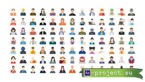 Videohive - 100 Human Avatars Icons - 33962790 - Project for After Effects