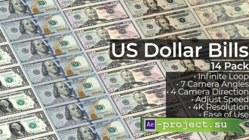  Videohive - US Dollar Bills - 14 Pack - 33912561 - Project for After Effects